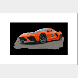 Orange C8 Corvette Jackpot 777 Supercar Racecar Sports Car Muscle Car Corvette C8 Posters and Art